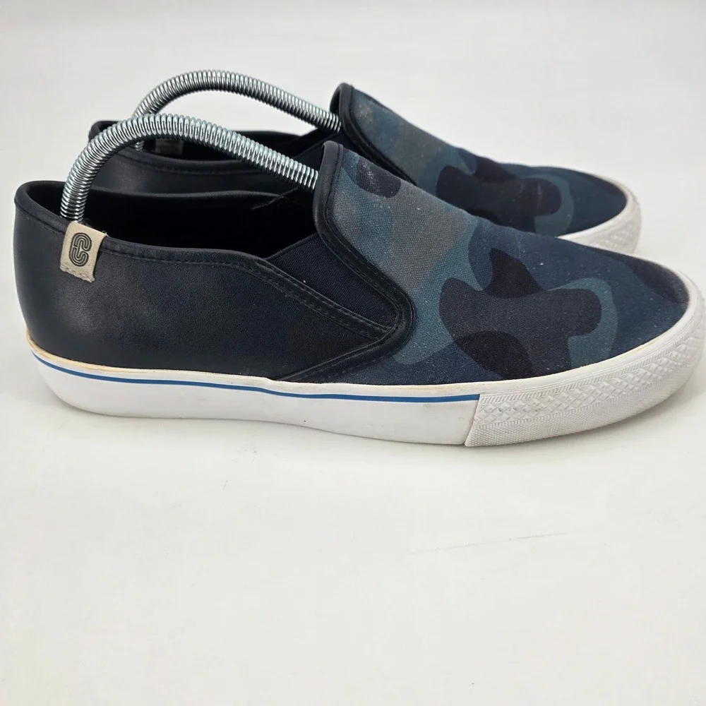 COACH CITYSOLE SKATE SLIP ON SNEAKERS MENS SIZE 10 D BLUE CAMO LEATHER CANVAS - Picture 4 of 14